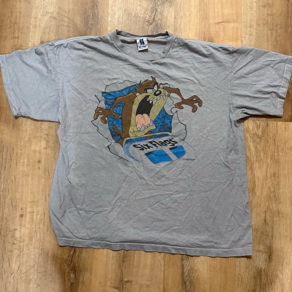 Vintage Official  Looney Tunes Six Flags Tasmanian Devil Taz Shirt  XXL